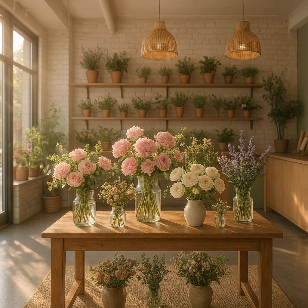 Floristería con ramos